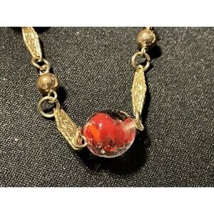 28in Glass Gold Tone Vintage Necklace